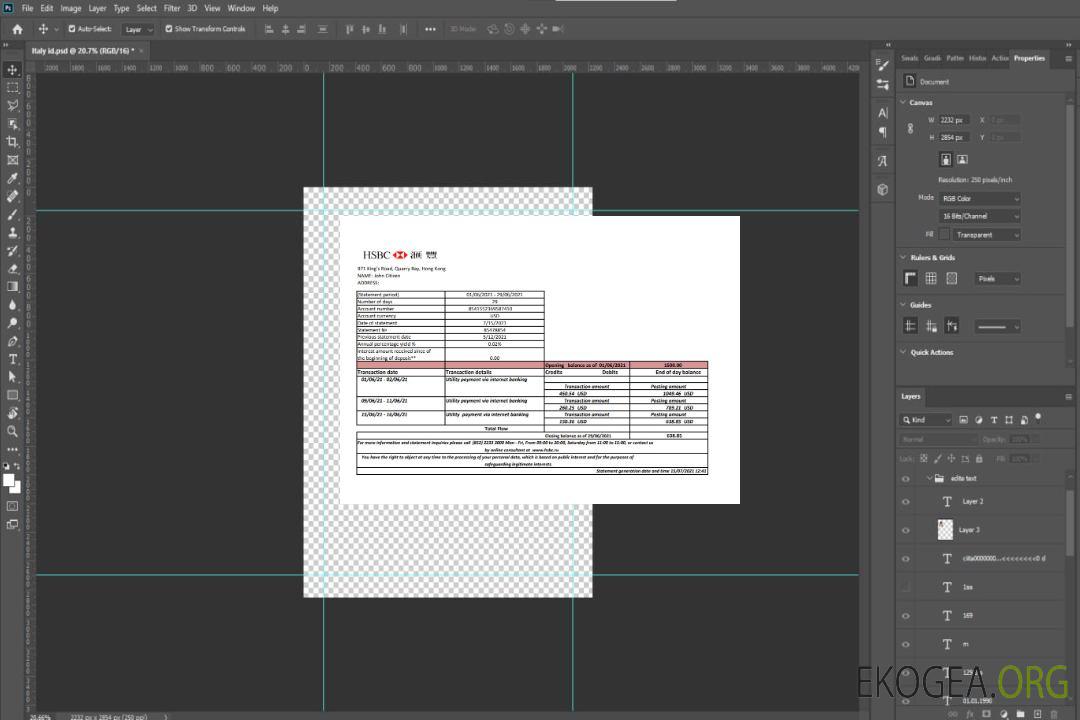 Modèle de relevé bancaire HSBC de Hong Kong facile à remplir au format de fichier .xls et .pdf template